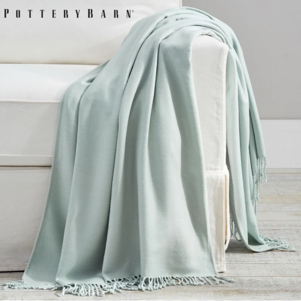 Pottery Barn Hand-Knotted Fringe Throw Blanket
